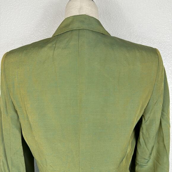 Vintage Diane Von Furstenberg Blazer Women Size 8 Iridescent Green Party 90s - Picture 8 of 12